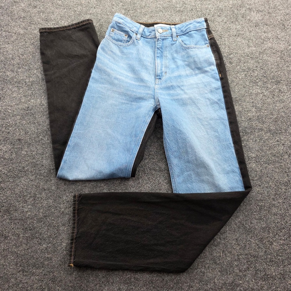 PacSun 90's Boyfriend Jeans Two Tone Colorblock Blue Black High Waist 25 Womens